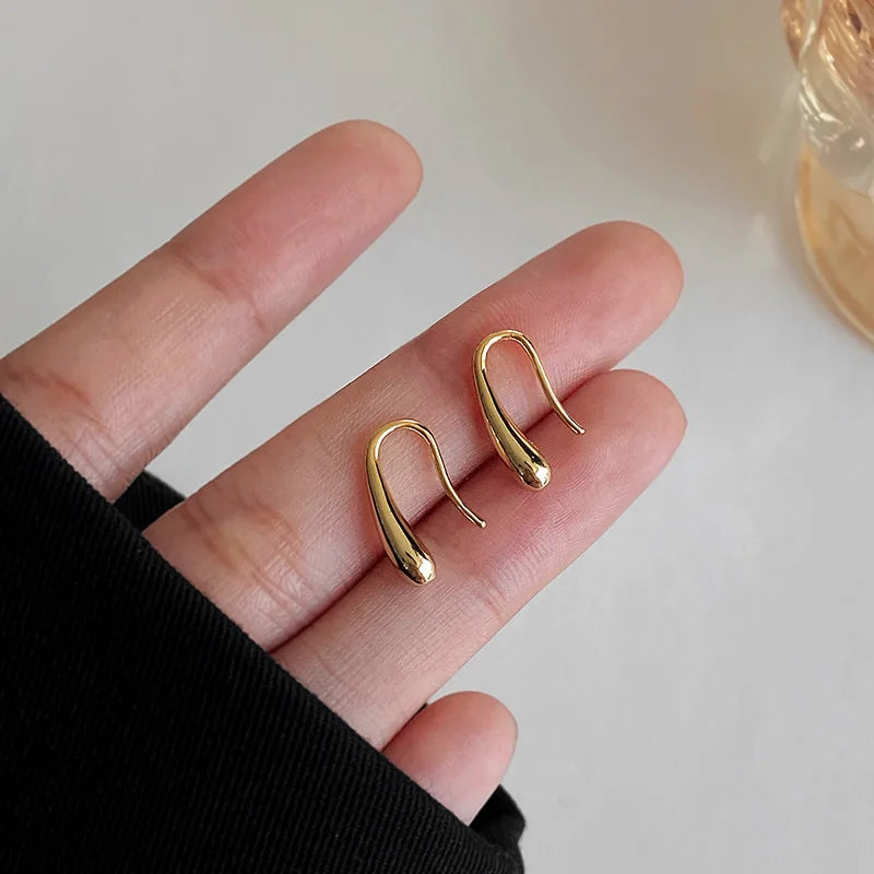 Fine Water Drop Dangle Earrings Gold