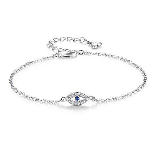 Gourmette Bracelet in Silver Against the Blue Greek Turkish Evil Eye Matiasma Mataki