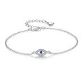 Gourmette Bracelet in Silver Against the Blue Greek Turkish Evil Eye Matiasma Mataki
