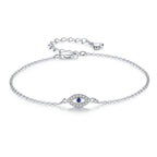 Gourmette Bracelet in Silver Against the Blue Greek Turkish Evil Eye Matiasma Mataki