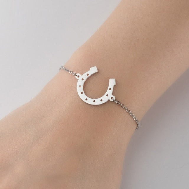Horseshoe Chain Bracelet Horseshoe Lucky Charm silver