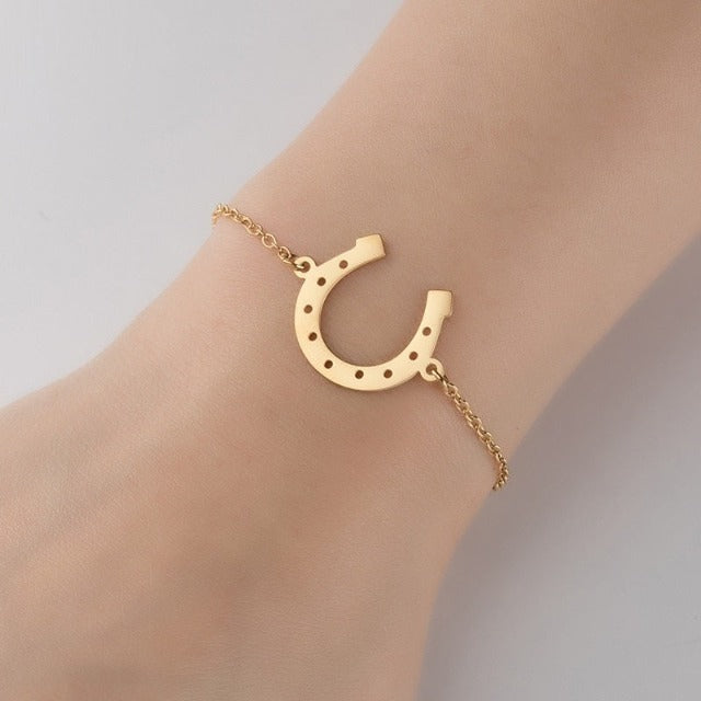 Horseshoe Chain Bracelet Horseshoe Lucky Charm gold