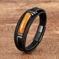 Tiger's Eye Leather Men's Bracelet