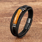Tiger's Eye Leather Men's Bracelet