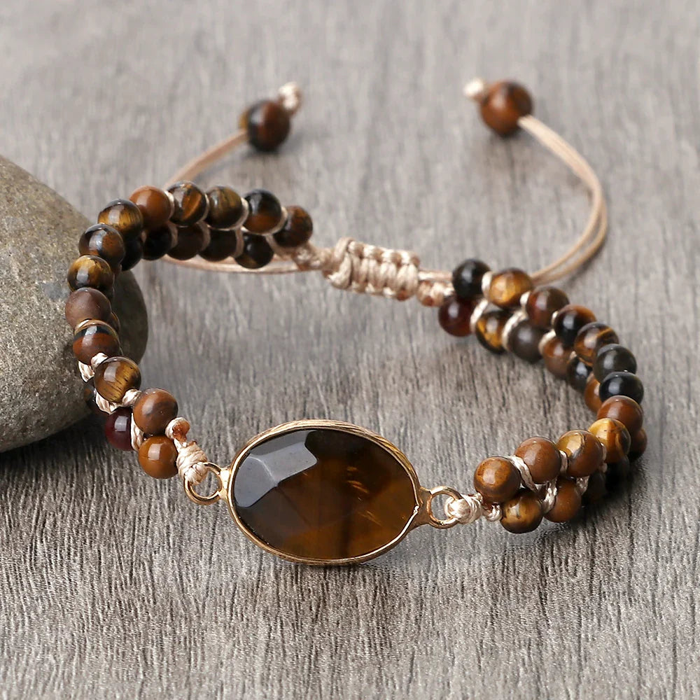 Tiger's Eye Women's Leather Bracelet style 1