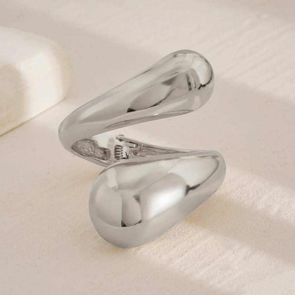 Large Water Drop Chain Bracelet Silver