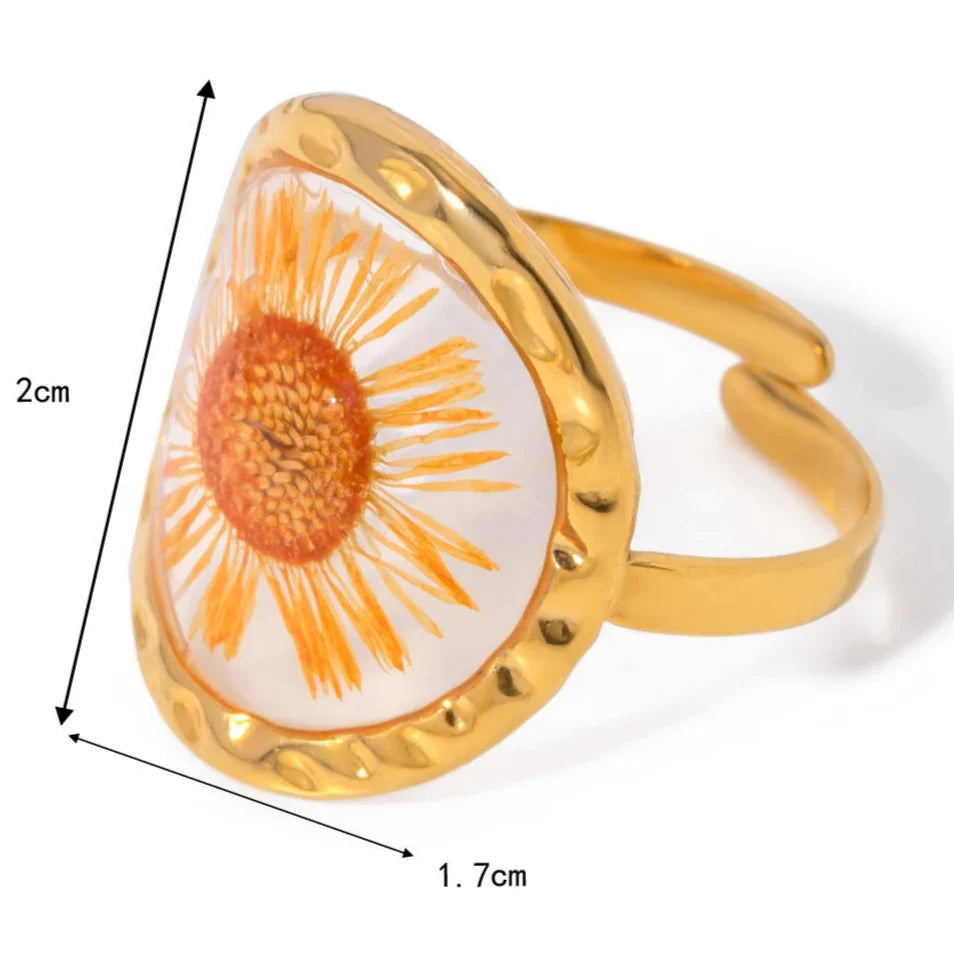 Large Flower Ring in Transparent Frame