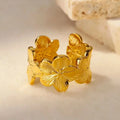 Large Gold 5-Petal Flower Band Ring