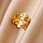 Large Gold 5-Petal Flower Band Ring