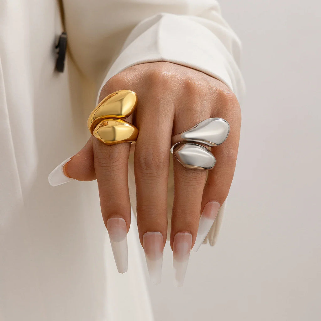 Large Water Drop Band Ring silver