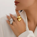 Large Water Drop Band Ring gold