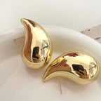Large Water Drop Stud Earrings Gold