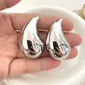 Large Water Drop Stud Earrings Silver