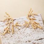 Large coral earrings for women gold