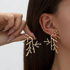 Large coral earrings for women gold