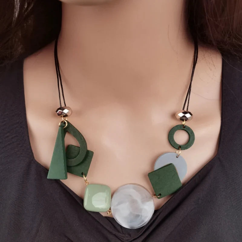 Asymmetric Bohemian-Style Pendant Necklace gray
