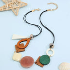 Asymmetric Bohemian-Style Pendant Necklace pink