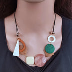Asymmetric Bohemian-Style Pendant Necklace pink