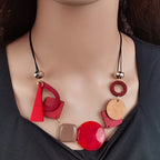 Asymmetric Bohemian-Style Pendant Necklace red