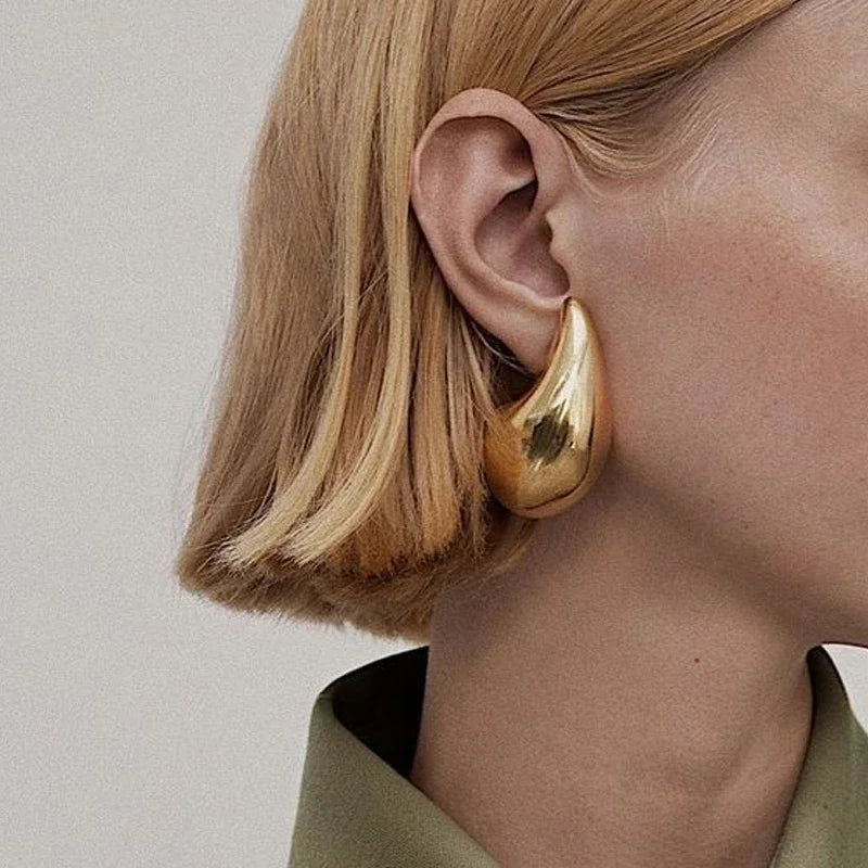 Large Water Drop Stud Earrings gold