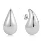 Large Water Drop Stud Earrings silver