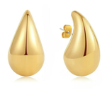 Large Water Drop Stud Earrings gold