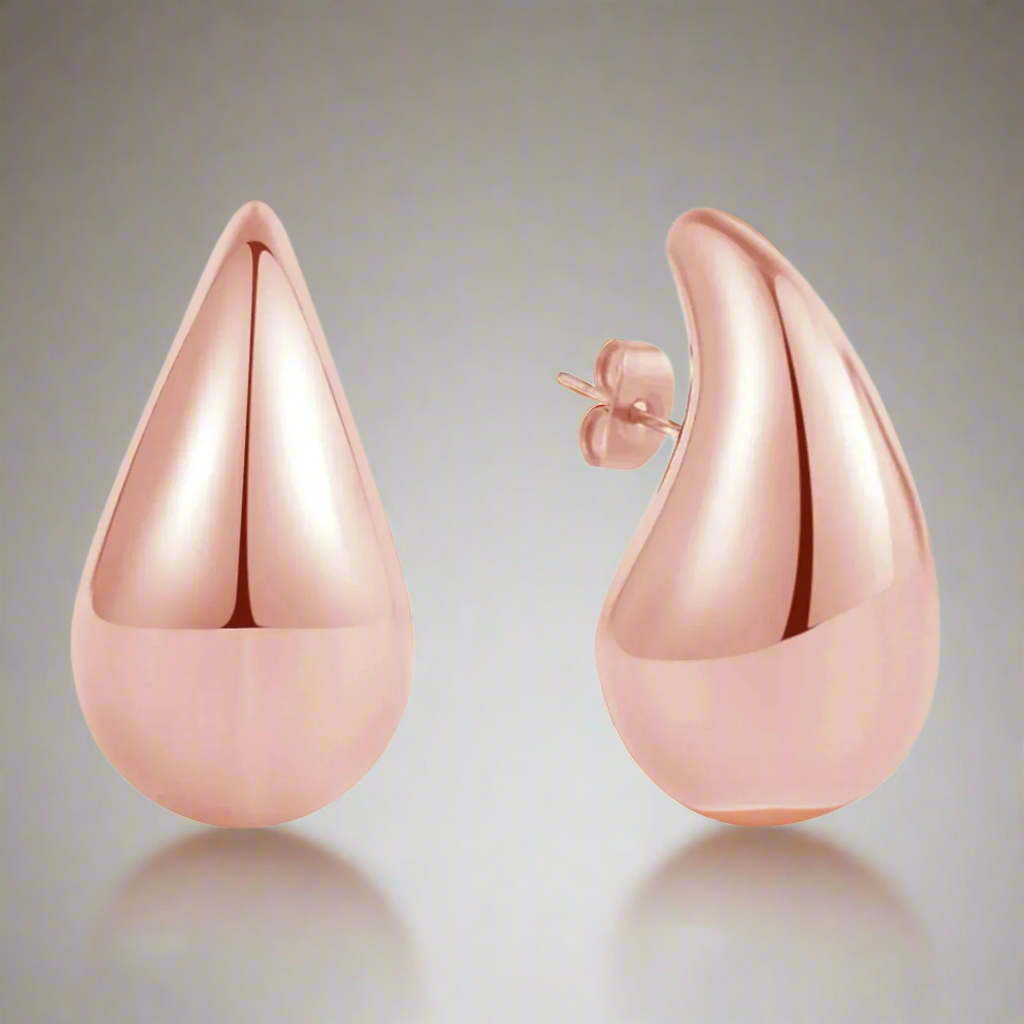 Large Water Drop Stud Earrings rose gold