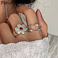 Large Flower Ring with Zircon