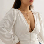 Long Necklace for Deep Neckline with Bow for Women
