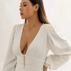 Long Necklace for Deep Neckline with Bow for Women