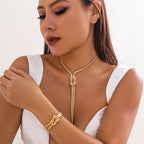 Long Necklace for Cleavage & Its Knot Bracelet
