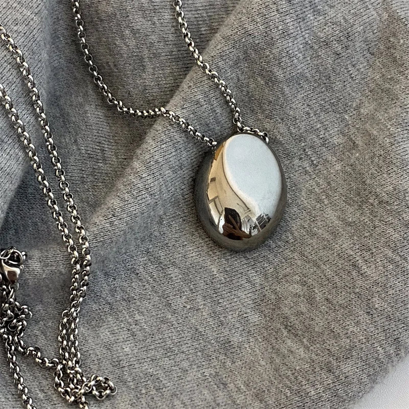 Long Necklace Large Water Drop Pendant Silver
