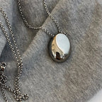 Long Necklace Large Water Drop Pendant Silver