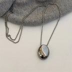 Long Necklace Large Water Drop Pendant Silver