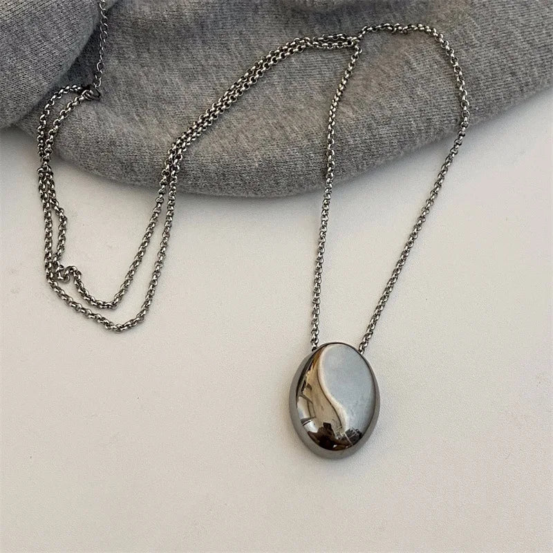 Long Necklace Large Water Drop Pendant Silver