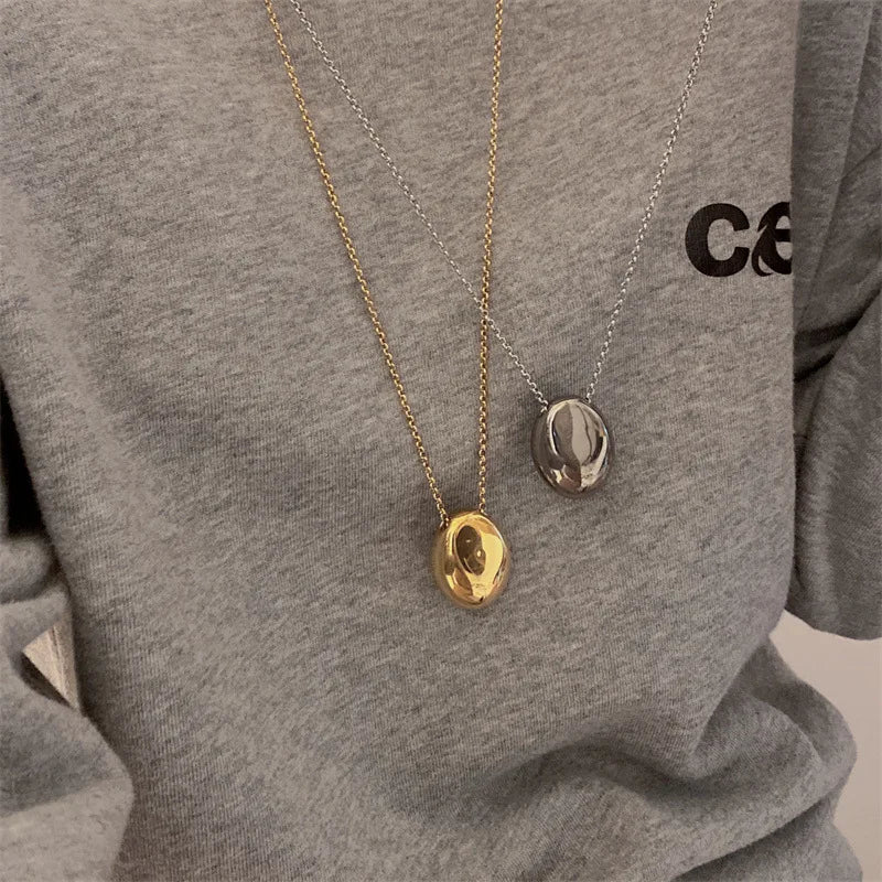 Long Necklace Large Water Drop Pendant Silver