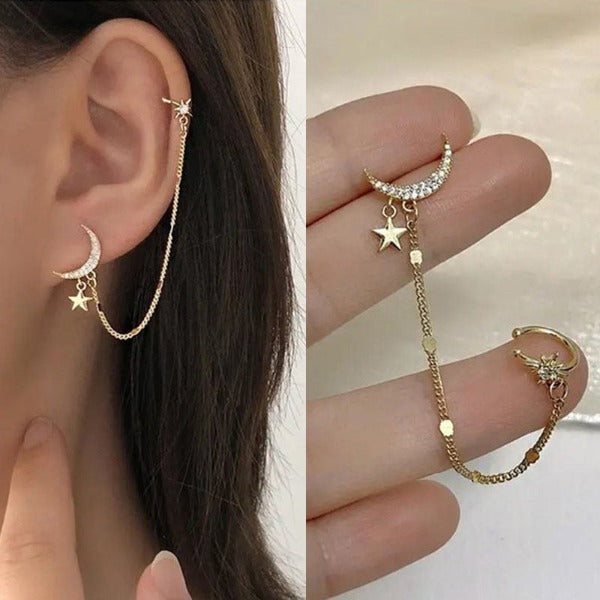 Long Moon Star Women's Earring
