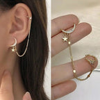 Long Moon Star Women's Earring