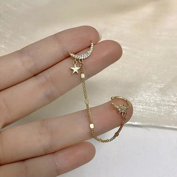 Long Moon Star Women's Earring