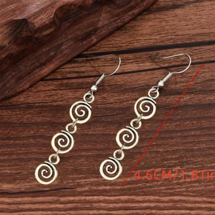 Long Spiral Dangle Earrings