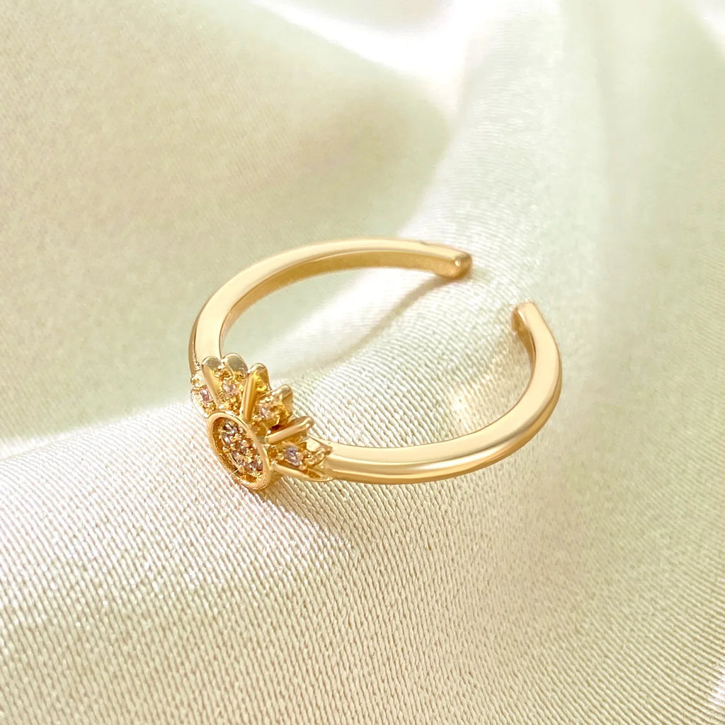Set of 2 Moon or Sun Zircon Rings for Couples