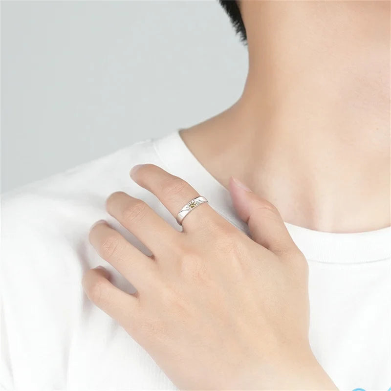 Set of 2 Couple Rings Moon and Sun Zircon Band