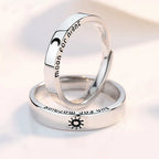 Set of 2 Couples Rings Romantic Sun and Moon Band