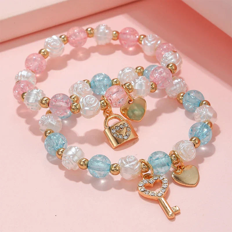 Set of 2 key and lock bracelets