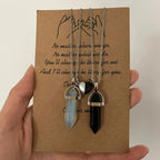 Set of 2 Stone Pendant Necklaces for Couples white and black 1