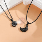 Set of 2 Necklaces with Glow-in-the-Dark Moon or Sun Pendant for Couples