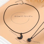 Set of 2 Necklaces with Glow-in-the-Dark Moon or Sun Pendant for Couples