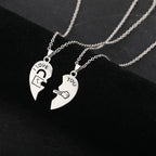 Set of 2 Necklaces with Half-Heart "I Love You" Pendants for a Loving Couple