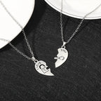 Set of 2 Necklaces with Half-Heart "I Love You" Pendants for a Loving Couple