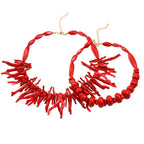 Lot of 2 red coral necklaces